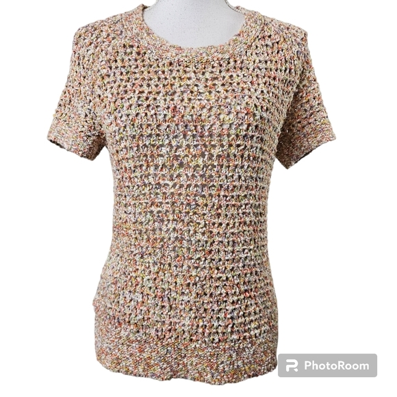 CAbi Sweaters Cabi Crochet Open Weave Multicolor Spring Pastel